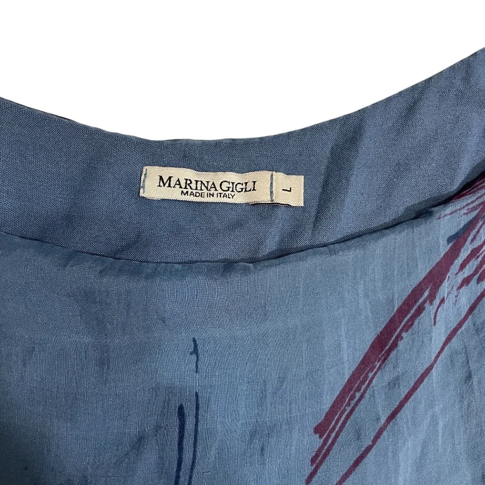 Marina Gigli Italy Large Blue 100% Silk Lined Tank (small hole in collar)‎ - Picture 3 of 7